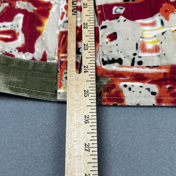 Units Woman Jacket 2X Abstract Print Button Front Long Sleeve Boxy Cotton Coat - Picture 9 of 15